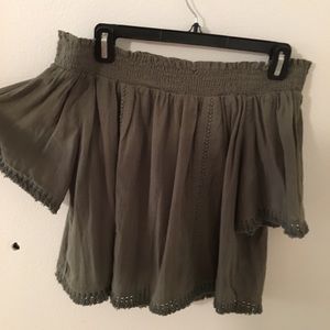 Green off the shoulder top- Aerie AE